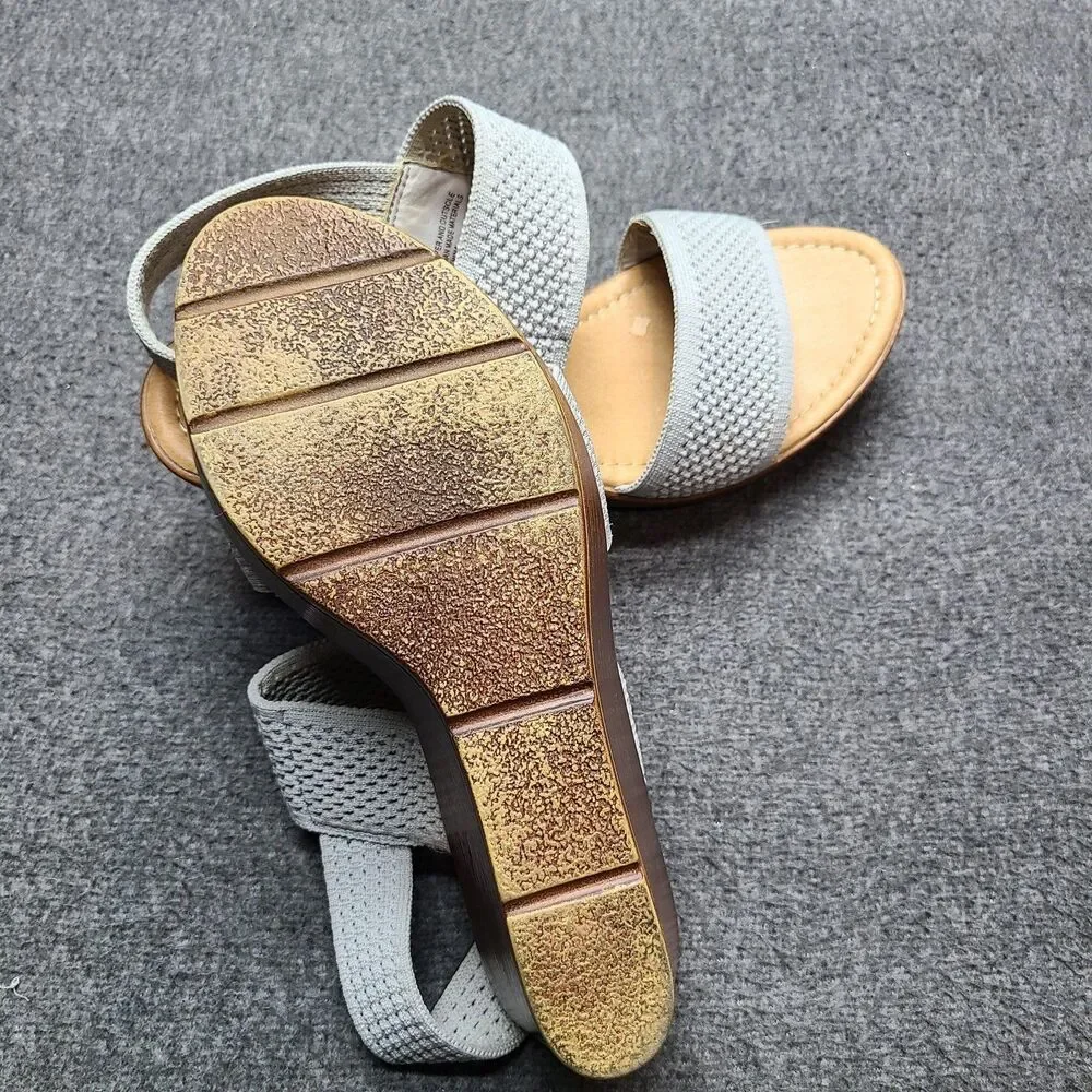 93 Vintage Dallas 2 Shoes Womens Size 9.5M Gray Wedge Sandals Fabric Comfortable
